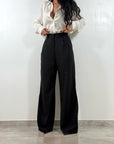 Pantalone con Pinces Nero