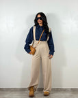 Pantaloni con Bretelle Beige