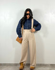 Pantaloni con Bretelle Beige