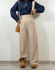 Pantaloni con Bretelle Beige