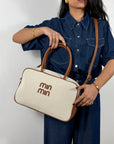 Borsa Canvas Miu Camel
