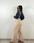 Pantaloni con Bretelle Beige