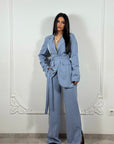 Tailleur Office Gessato Celeste