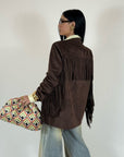 Blazer con Frange Marrone