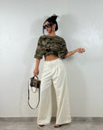 Pantalone Lace Side Panna