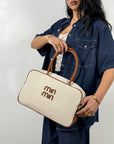 Borsa Canvas Miu Camel