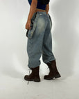Jeans Sabbiato con Bretelle