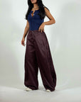 Pant Big Balloon Satin Vino