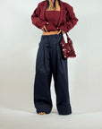 Pantaloni con Pinces Blu
