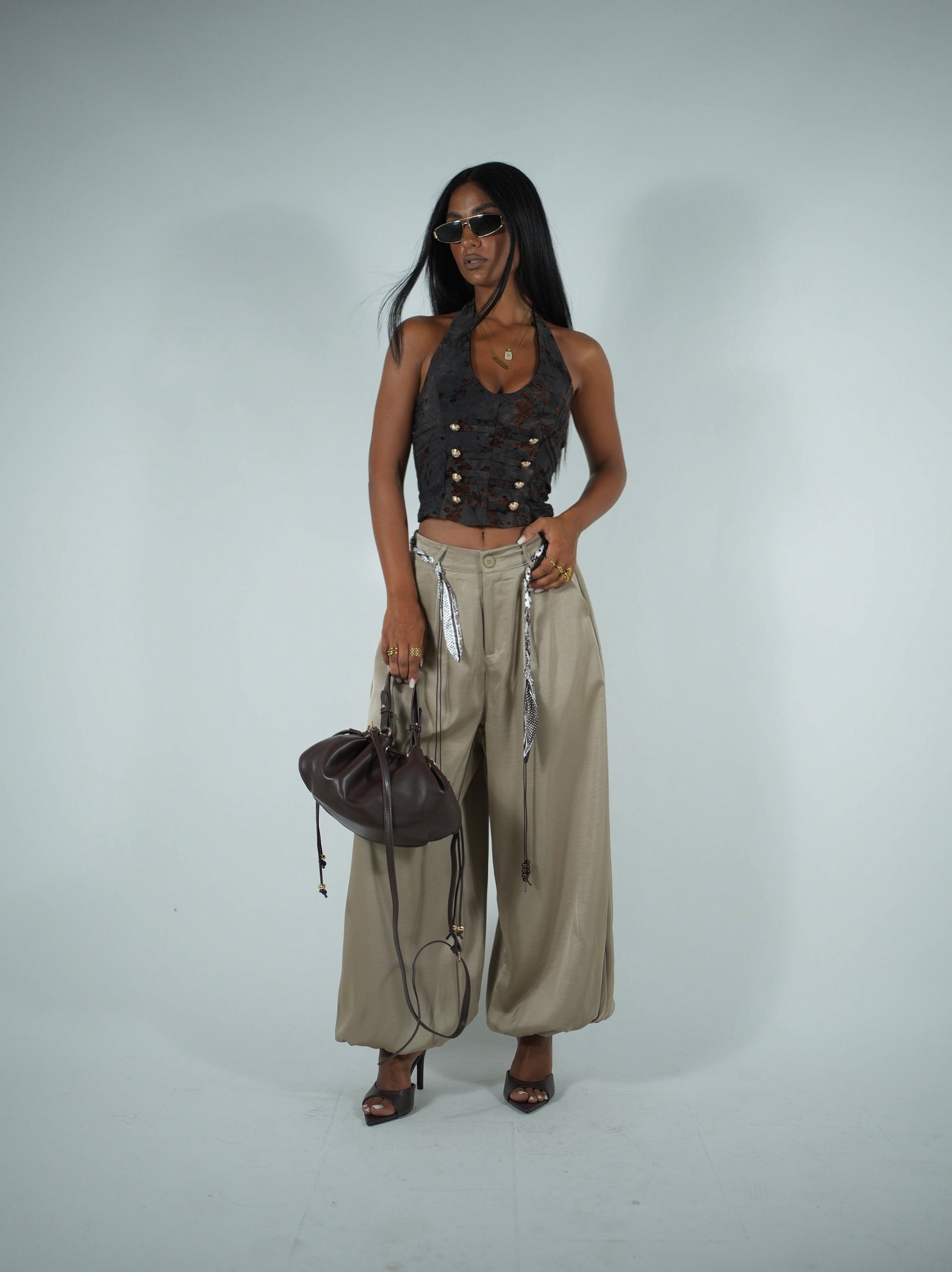 Pant Satin Palloncino Fango