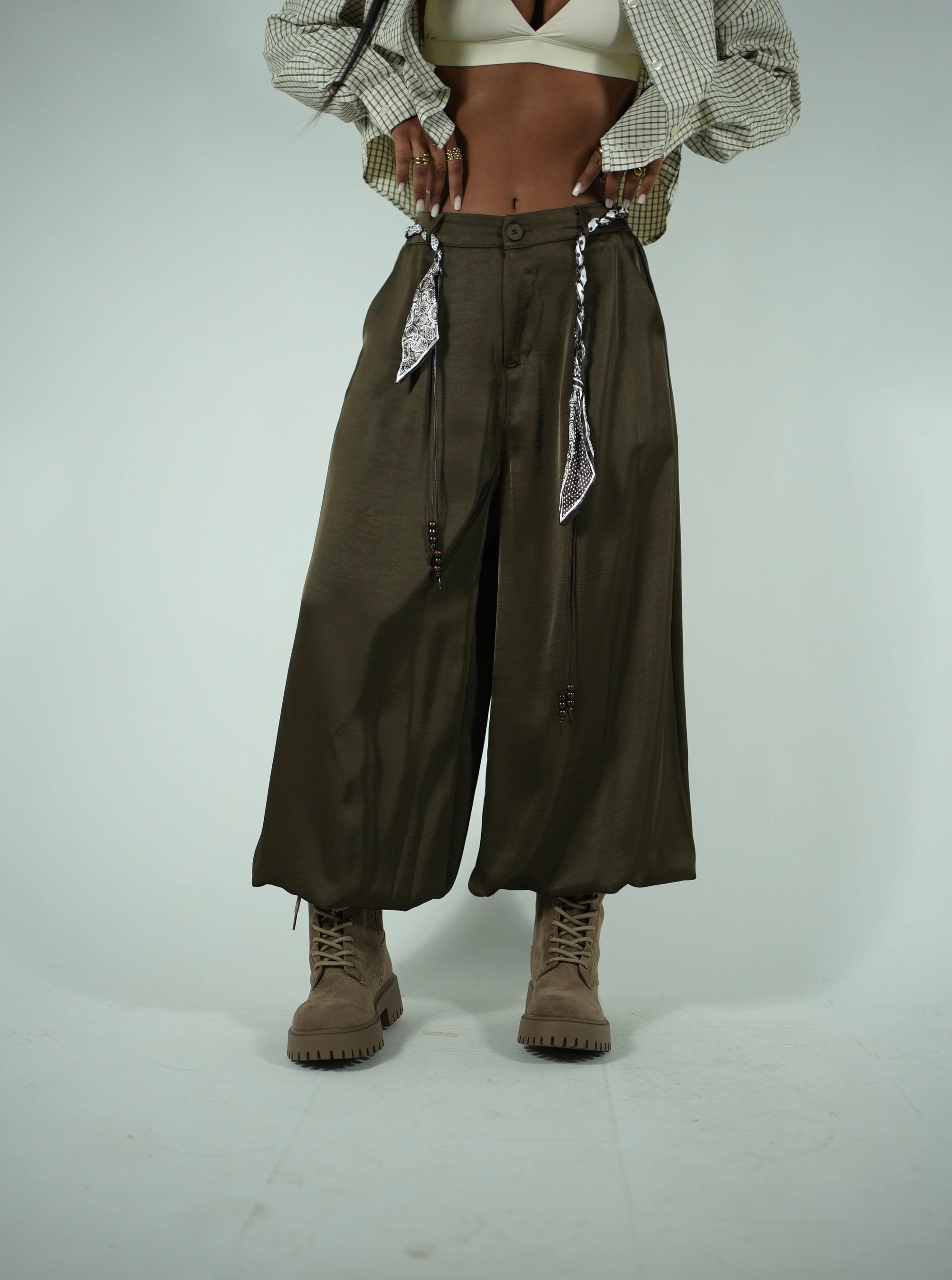 Pant Satin Palloncino Marrone