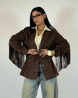 Blazer con Frange Marrone