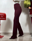 Pantaloni a Zampa Modellanti Bordeaux