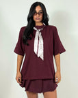 T-Shirt con Foulard Bordeaux