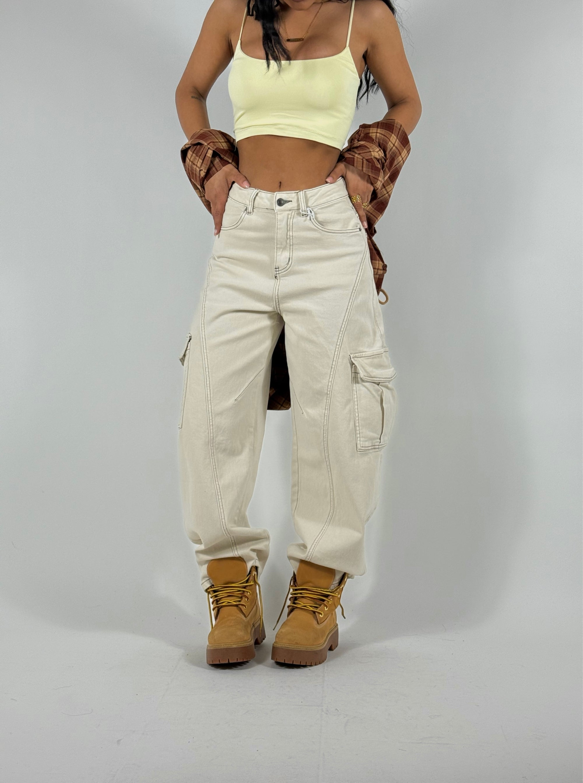 Jeans Balloon Cargo Panna