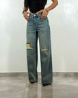 Jeans Wide Strappi