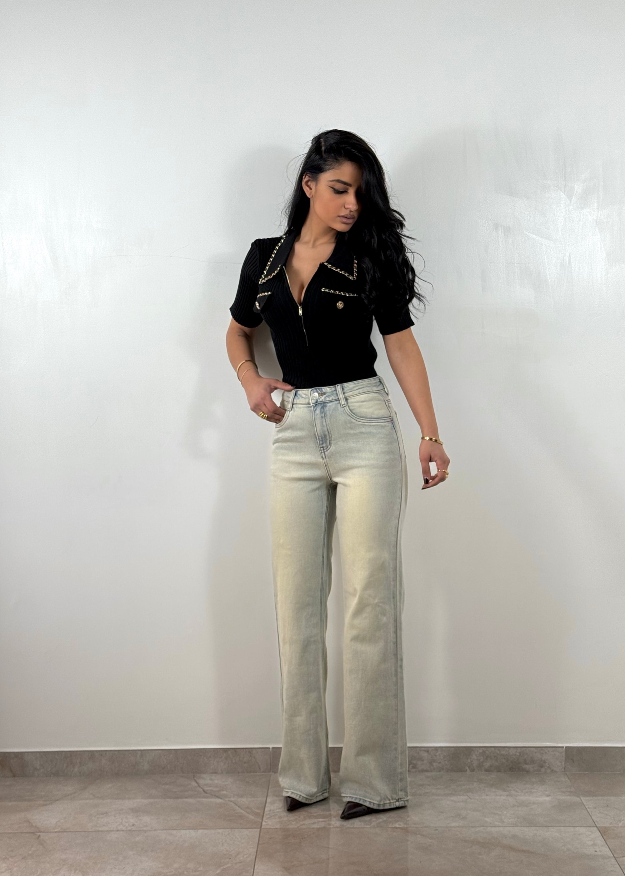 Jeans Wide Leg Sabbiato