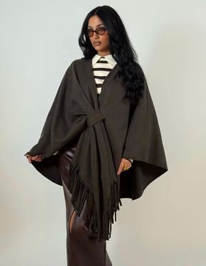 Mantella Frange Marrone