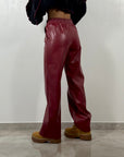 Pantaloni Ecopelle Bordeaux