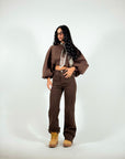 Jeans Wide Marrone