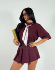 T-Shirt con Foulard Bordeaux