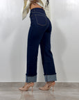 Jeans Wide Piegone Blu