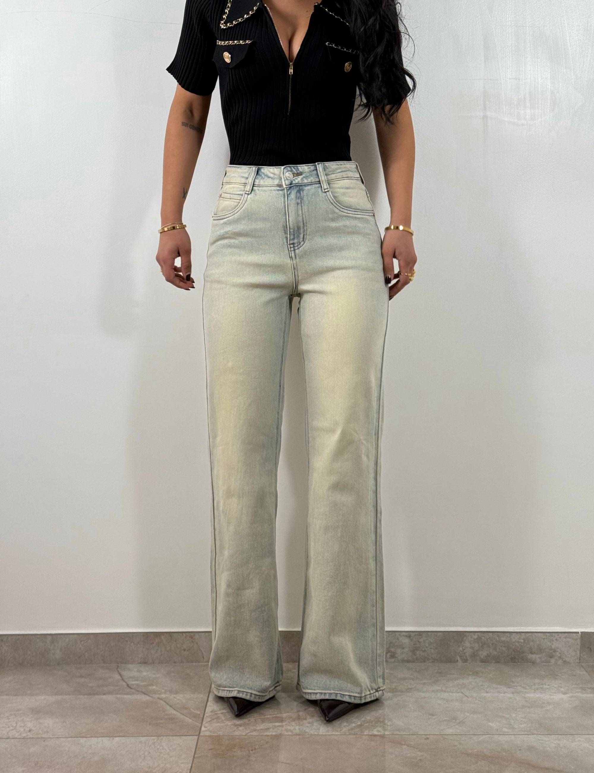 Jeans Wide Leg Sabbiato