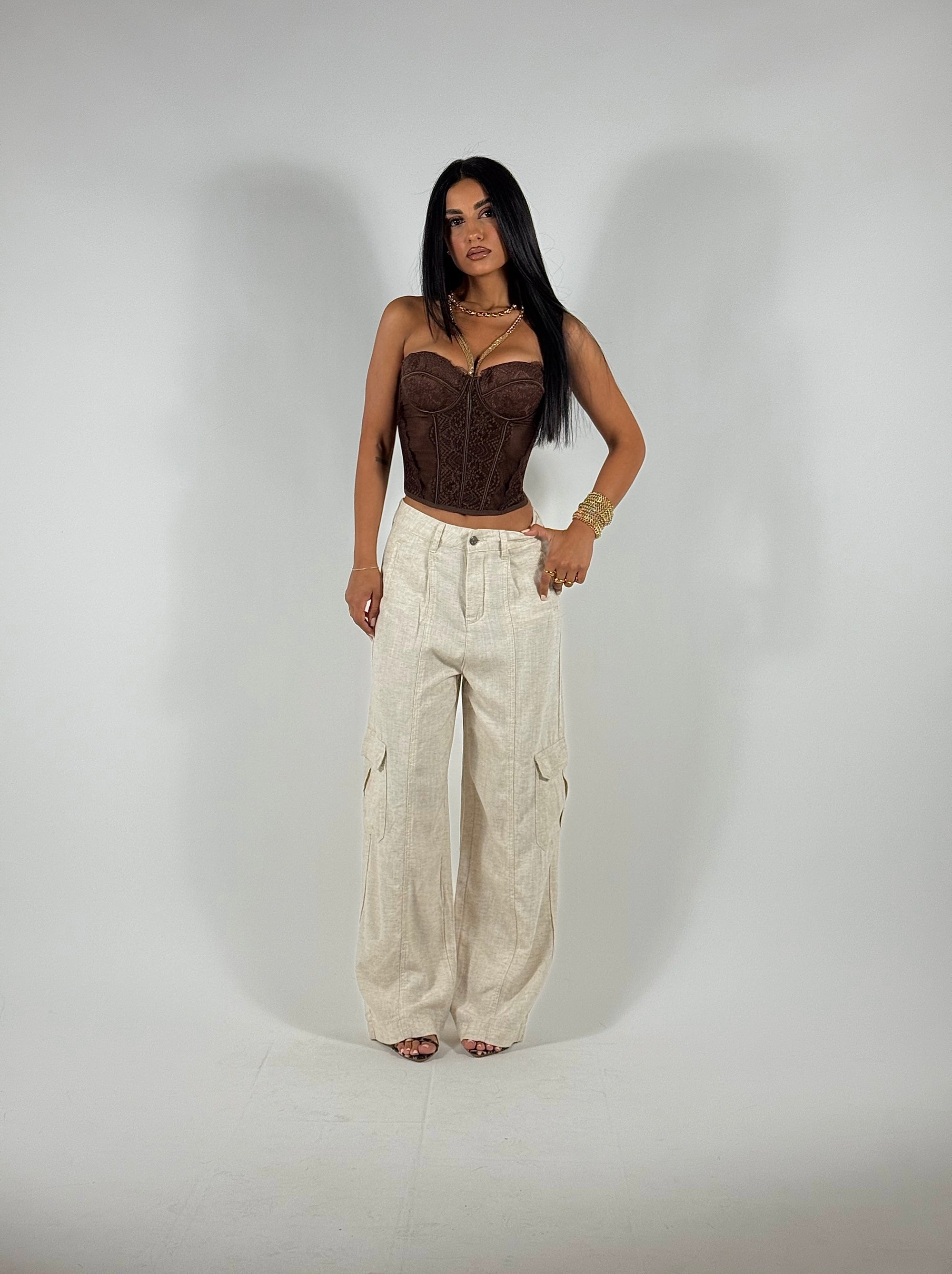Pantalone Cargo Lino