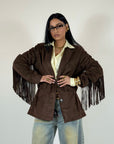 Blazer con Frange Marrone