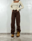 Jeans Wide Leg Marrone